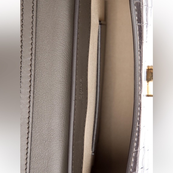 Chloé C Crocodile-Embossed Clutch With Gold Crossbody Chain - Picture 5 of 6